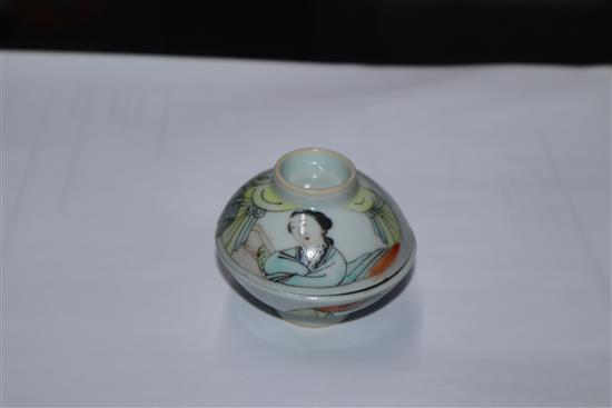 Four Chinese enamelled porcelain tea bowls largest diameter 10cm